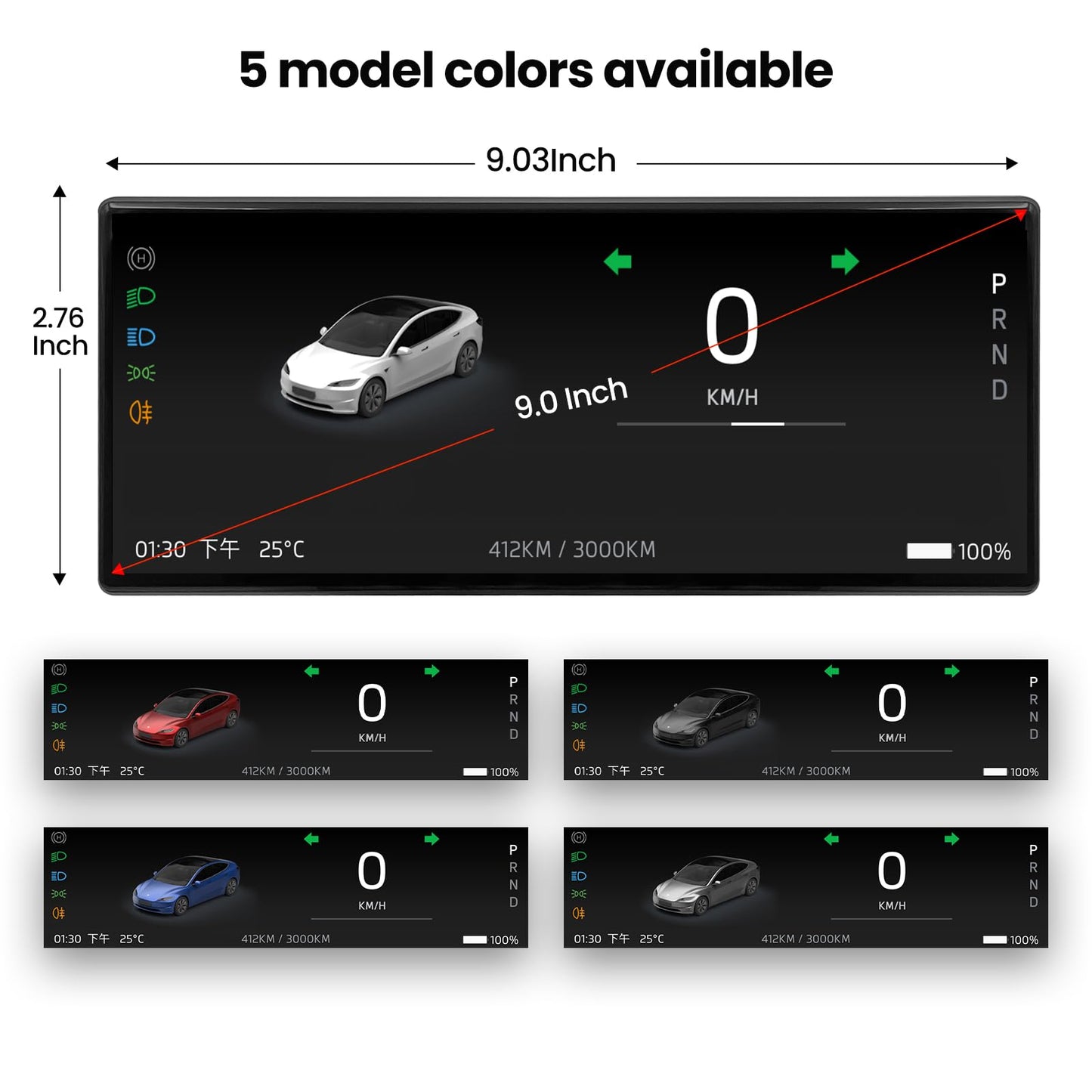 Ultra-Thin Tesla Heads Up Display with Wireless CarPlay & Front Camera
