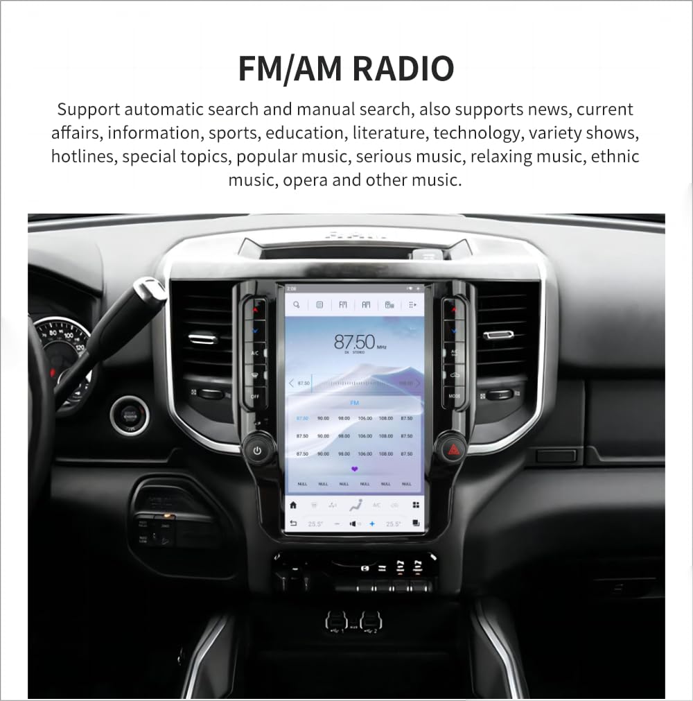 12.1" Tesla Style Car Navigation Radio for Dodge RAM with CarPlay GPS