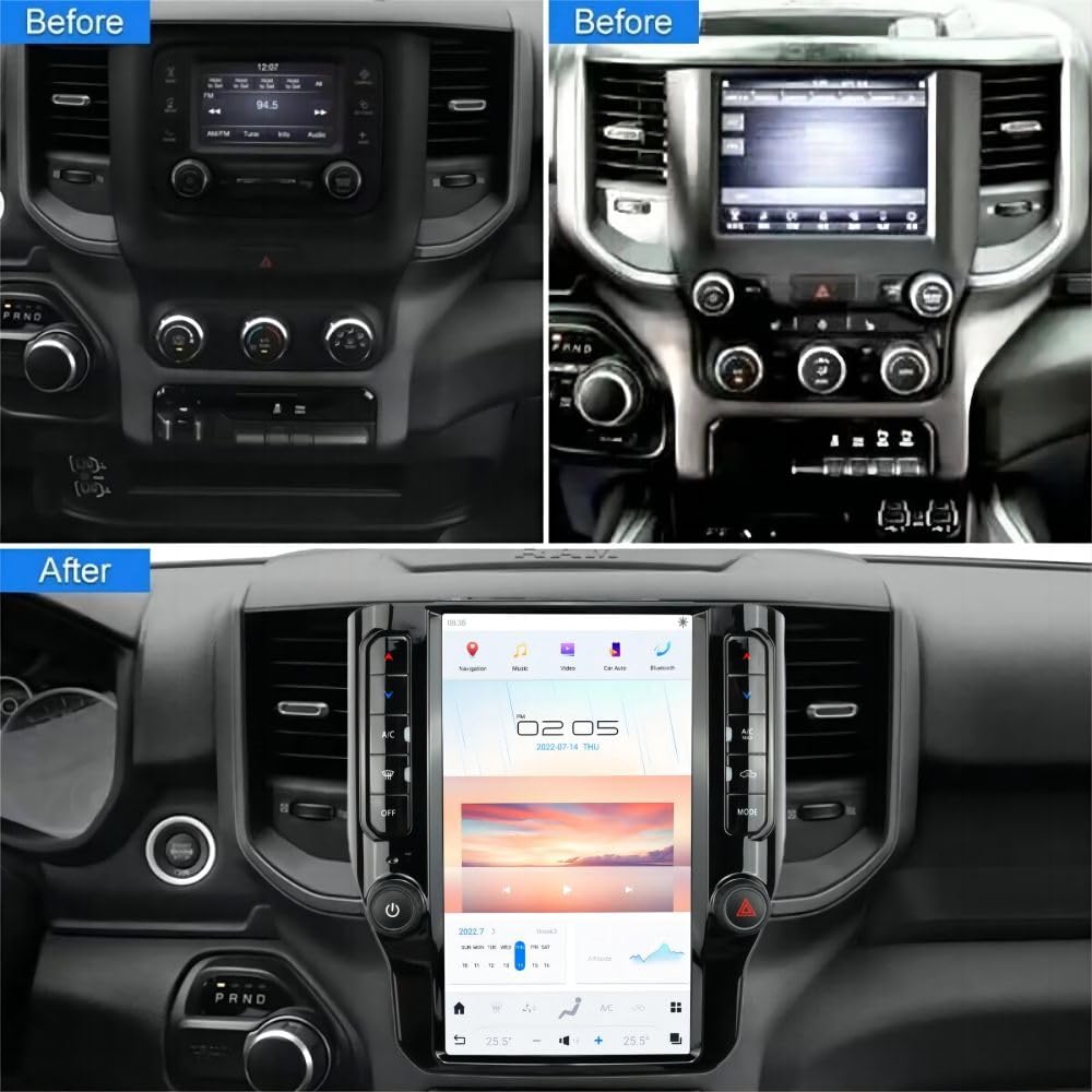 12.1" Tesla Style Car Navigation Radio for Dodge RAM with CarPlay GPS