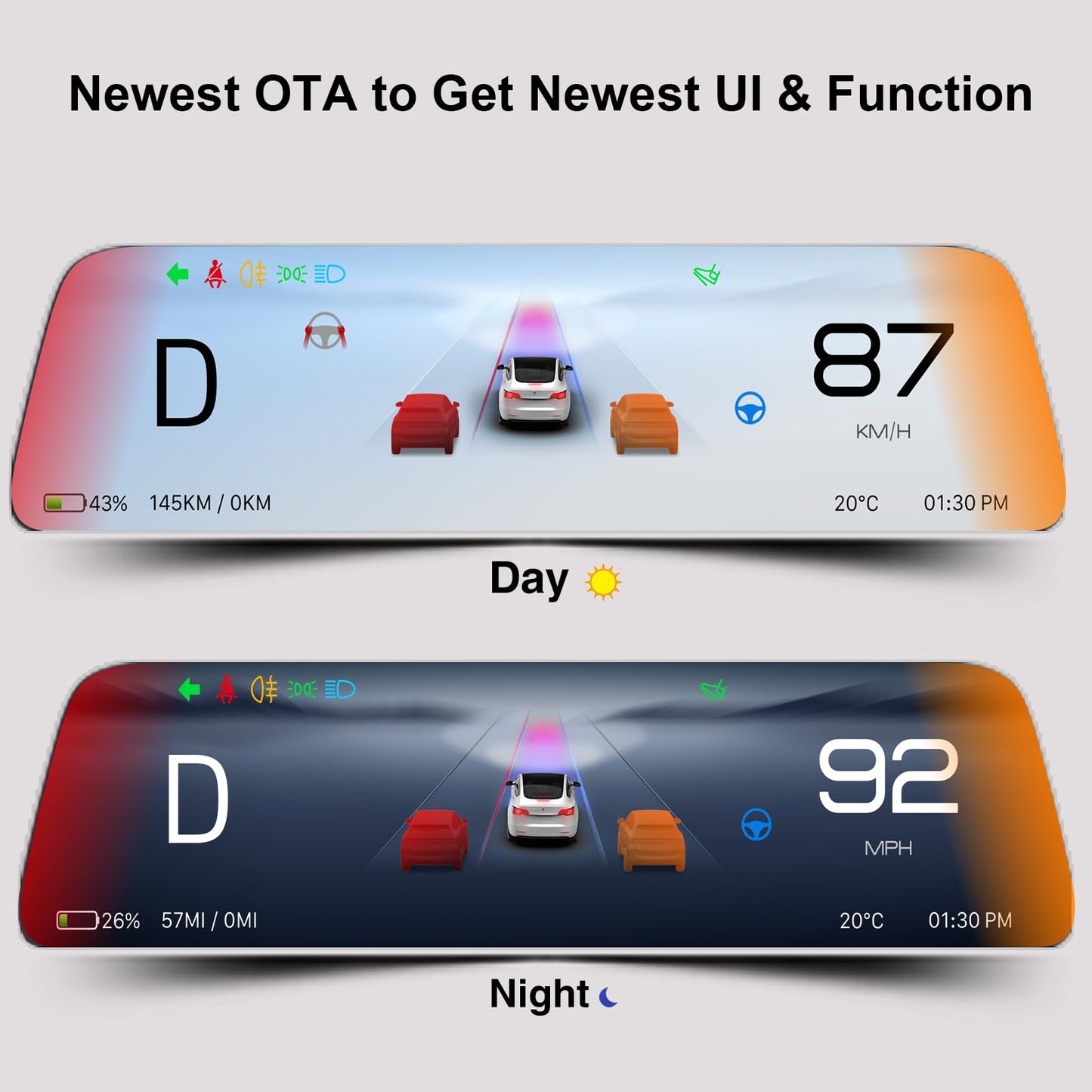 9.66" Heads Up Display for Tesla Model 3 & Model Y with CarPlay