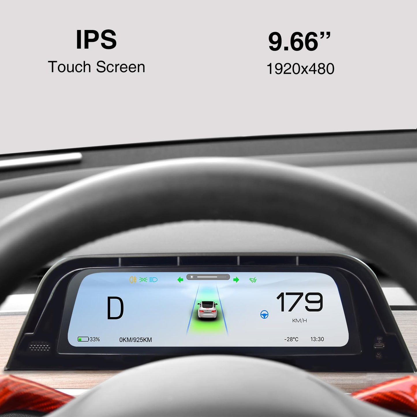 9.66" Heads Up Display for Tesla Model 3 & Model Y with CarPlay