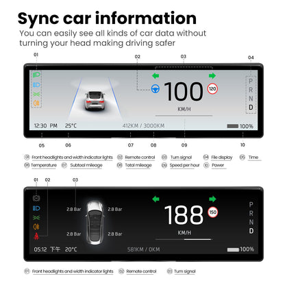 Ultra-Thin Tesla Heads Up Display with Wireless CarPlay & Front Camera