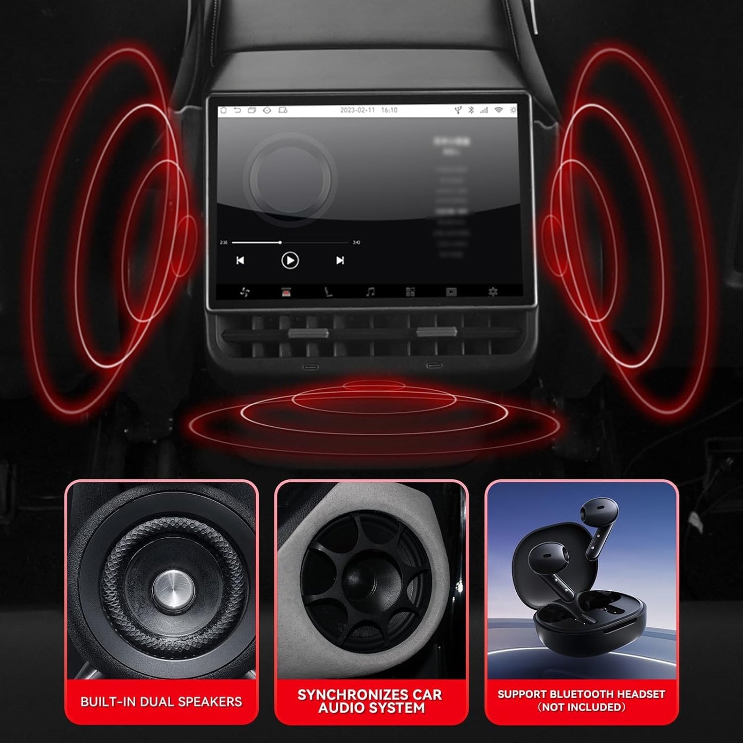 8.7" Tesla Rear Entertainment Screen with Android 14 & Wireless CarPlay