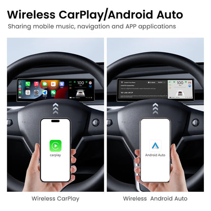 Ultra-Thin Tesla Heads Up Display with Wireless CarPlay & Front Camera