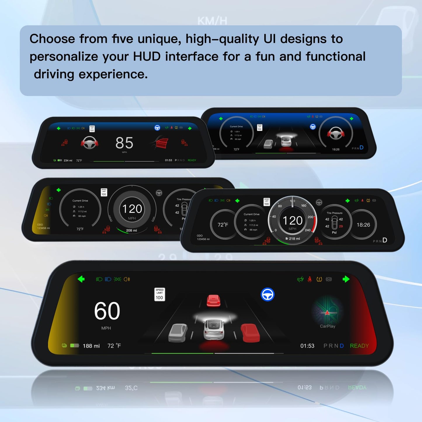 HotSunTesTec 9.6" Tesla Heads Up Display with Android Auto & OTA Updates