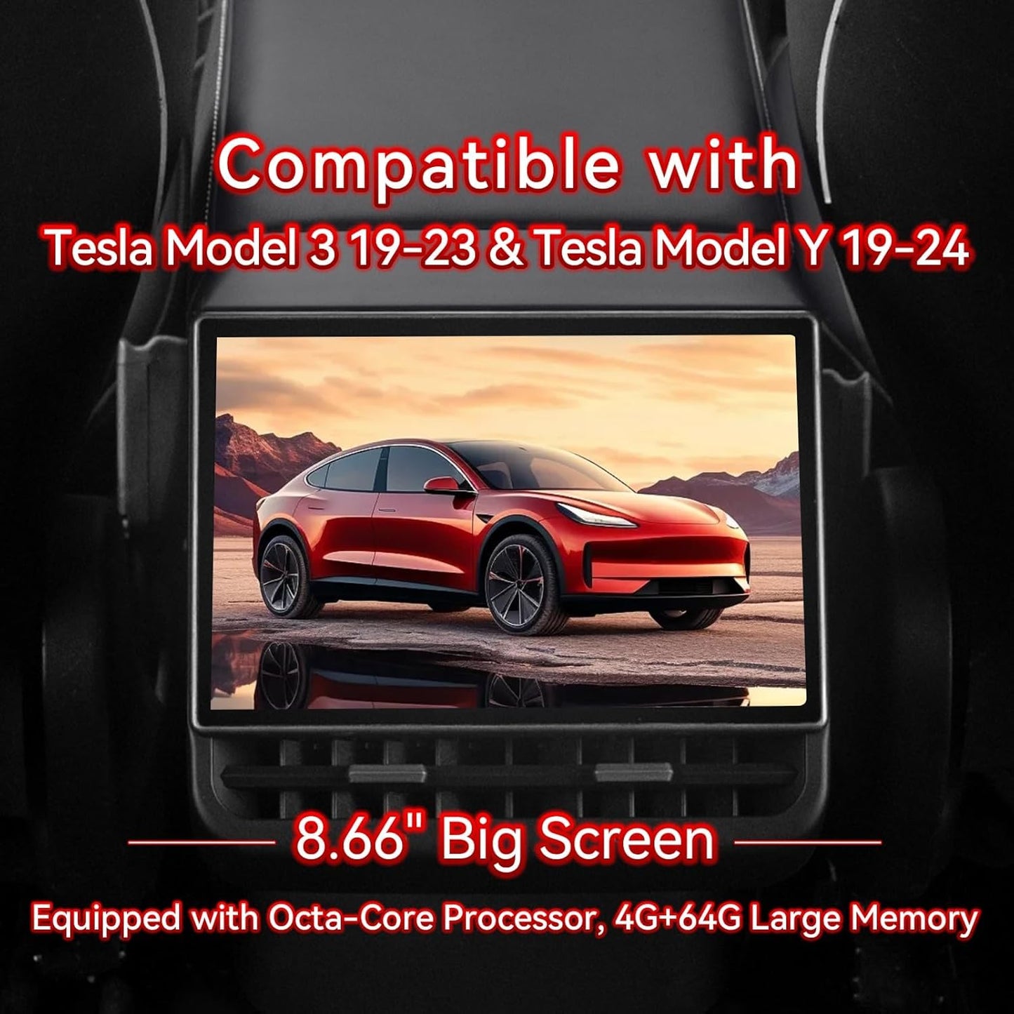 8.7" Tesla Rear Entertainment Screen with Android 14 & Wireless CarPlay
